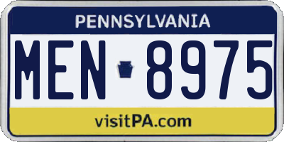 PA license plate MEN8975