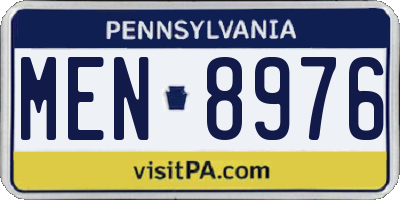 PA license plate MEN8976