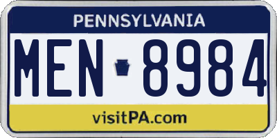 PA license plate MEN8984