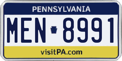 PA license plate MEN8991