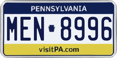 PA license plate MEN8996