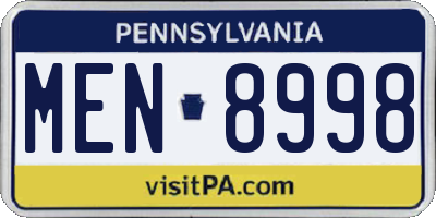 PA license plate MEN8998