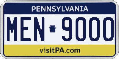 PA license plate MEN9000