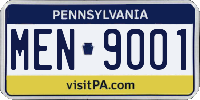 PA license plate MEN9001