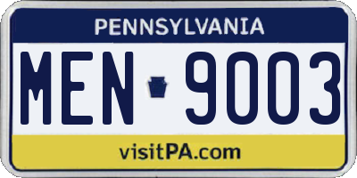 PA license plate MEN9003