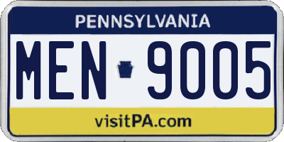 PA license plate MEN9005