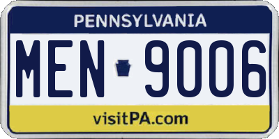 PA license plate MEN9006