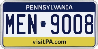 PA license plate MEN9008