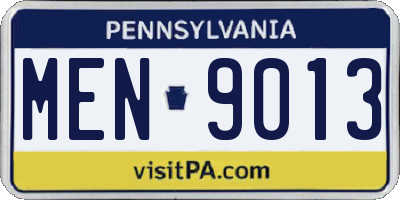 PA license plate MEN9013