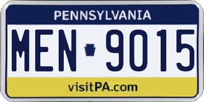 PA license plate MEN9015