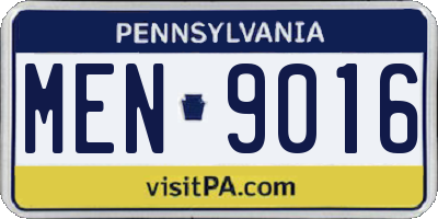 PA license plate MEN9016