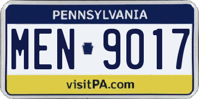 PA license plate MEN9017