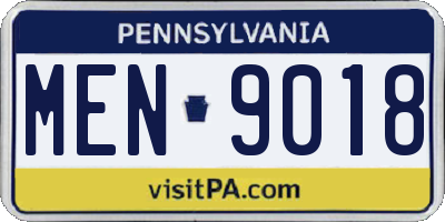 PA license plate MEN9018