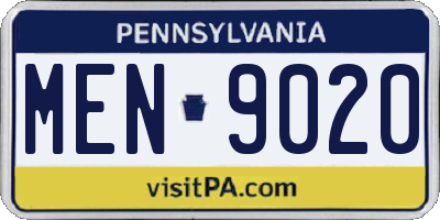 PA license plate MEN9020
