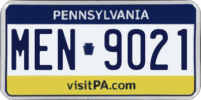 PA license plate MEN9021