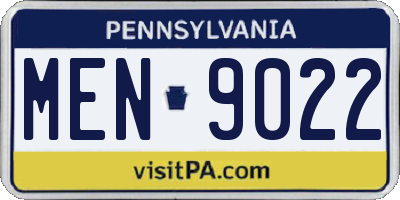 PA license plate MEN9022