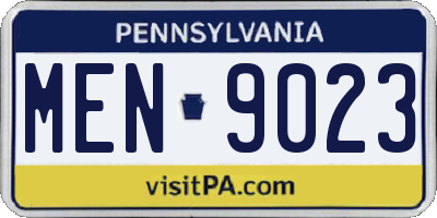 PA license plate MEN9023