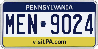 PA license plate MEN9024