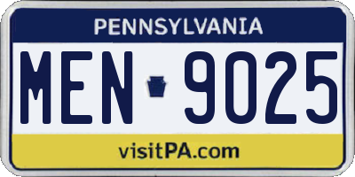 PA license plate MEN9025