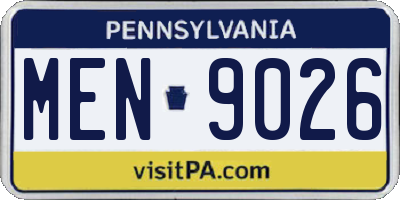 PA license plate MEN9026