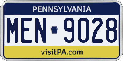 PA license plate MEN9028
