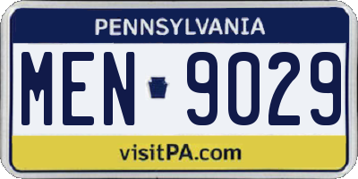 PA license plate MEN9029