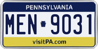 PA license plate MEN9031