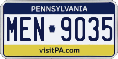 PA license plate MEN9035