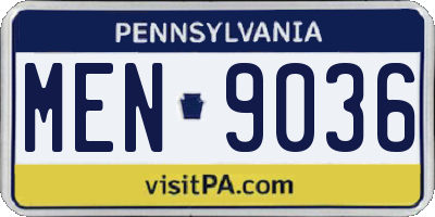 PA license plate MEN9036