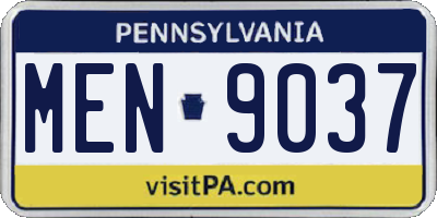 PA license plate MEN9037