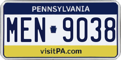 PA license plate MEN9038