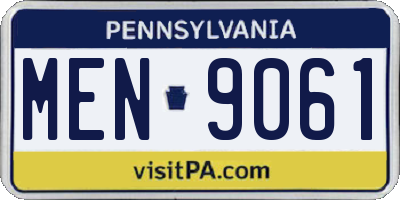 PA license plate MEN9061