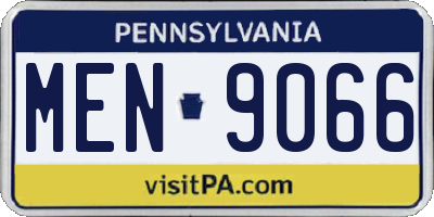 PA license plate MEN9066
