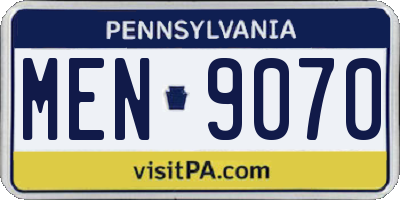 PA license plate MEN9070
