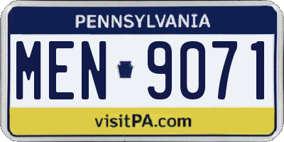 PA license plate MEN9071