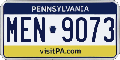 PA license plate MEN9073
