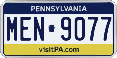 PA license plate MEN9077