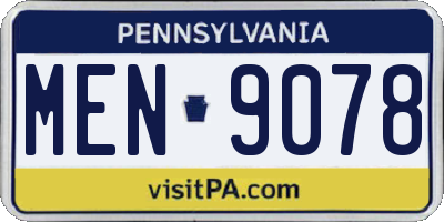 PA license plate MEN9078