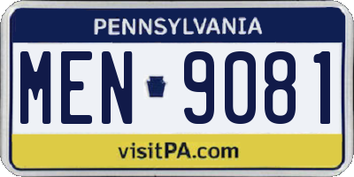 PA license plate MEN9081