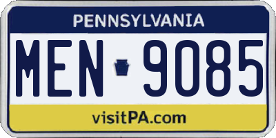 PA license plate MEN9085
