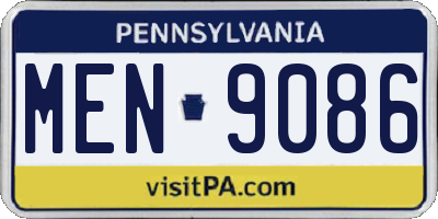 PA license plate MEN9086