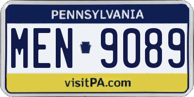 PA license plate MEN9089