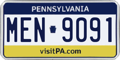 PA license plate MEN9091