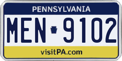 PA license plate MEN9102