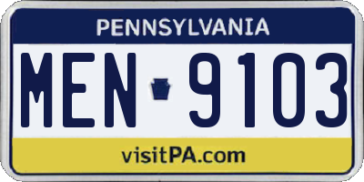 PA license plate MEN9103