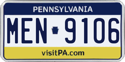 PA license plate MEN9106