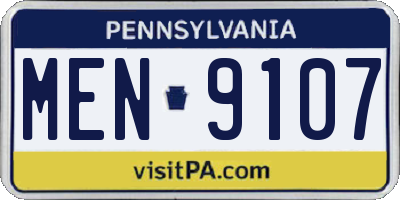 PA license plate MEN9107