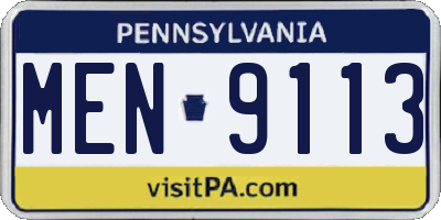 PA license plate MEN9113