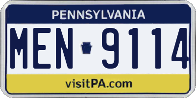 PA license plate MEN9114