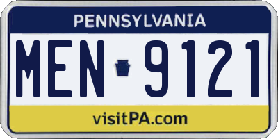 PA license plate MEN9121